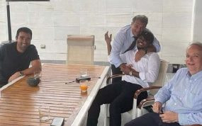 Deco, Laporta, Eto'o y Alejandro Echevarría.