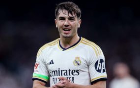 Brahim Díaz durante un partido del Real Madrid.