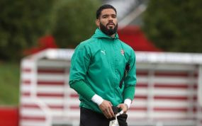 Christian Joel en un entrenamiento con el Sporting de Gijón.