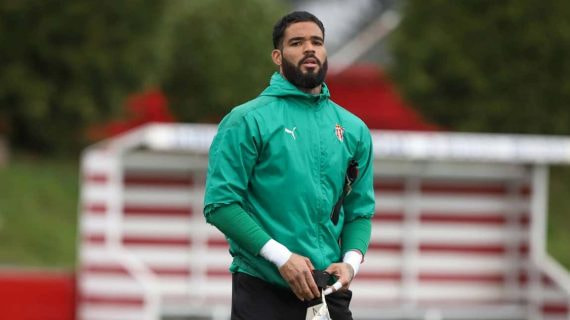 Christian Joel en un entrenamiento con el Sporting de Gijón.