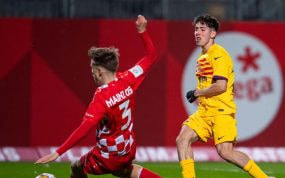 Dani Rodríguez marca ante el Mainz en el último partido de Youth League.