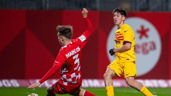 Dani Rodríguez marca ante el Mainz en el último partido de Youth League.