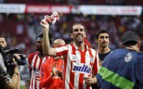 Godín, en su despedida del Atlético.