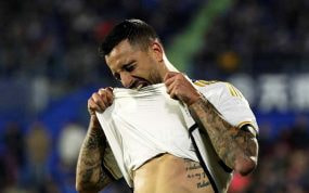 Joselu se lamenta durante el Getafe-Real Madrid.