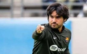 Pere Romeu, durante un entrenamiento con el Barça.