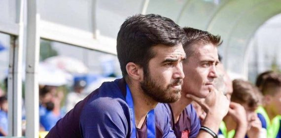 Pere Romeu, durante su etapa en el fútbol formativo del Barça.