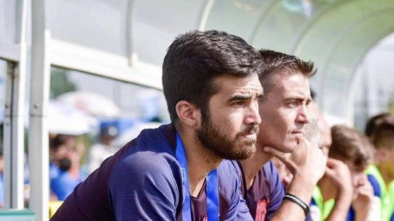 Pere Romeu, durante su etapa en el fútbol formativo del Barça.
