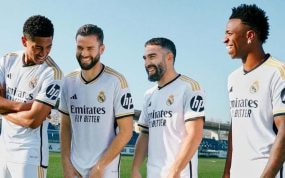 Imagen de la camiseta del Real Madrid con el patrocinio de HP.