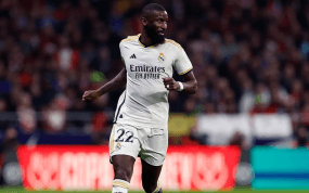 Rüdiger, durante un partido del Real Madrid.