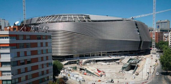 Las obras del Santiago Bernabéu, desde el aire.