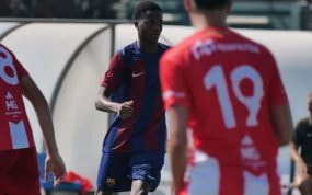 Baba durante un partido con el Barcelona durante este curso.
