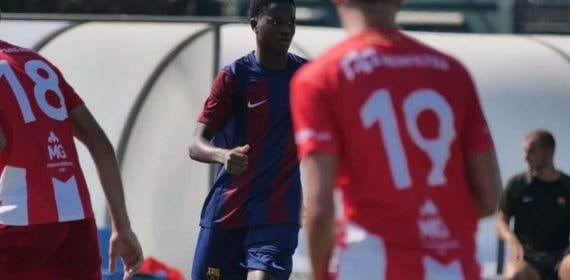 Baba durante un partido con el Barcelona durante este curso.