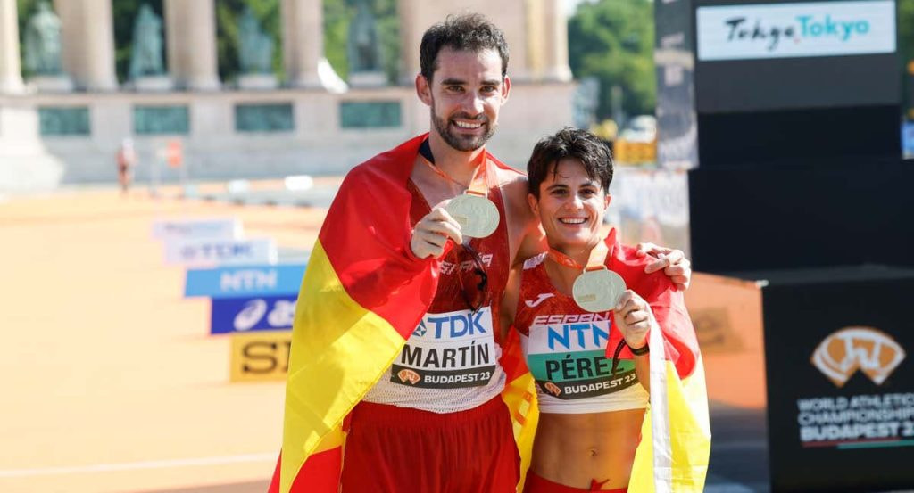 María Pérez y Álvaro Martín se colgaron los cuatro oros individuales de marcha en el Mundial de Budapest.