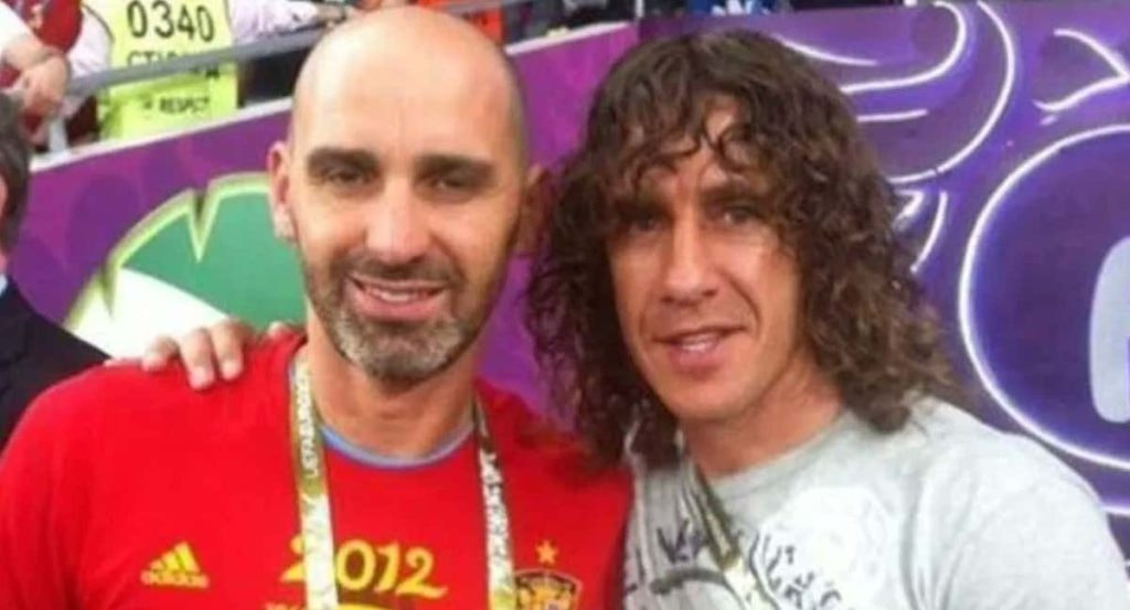 Raúl Martínez y Carles Puyol en la Eurocopa de 2012.