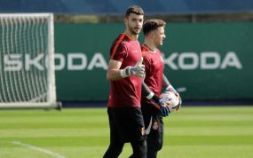Joan Garcia, en un entrenamiento reciente con el Espanyol.