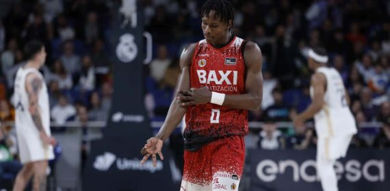 Brancou Badio, tras anotar un triple en el WiZink Center.