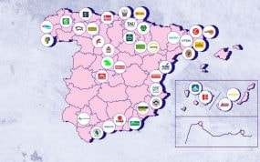 El mapa de las marcas desaparecidas en los equipos del deporte en España.
