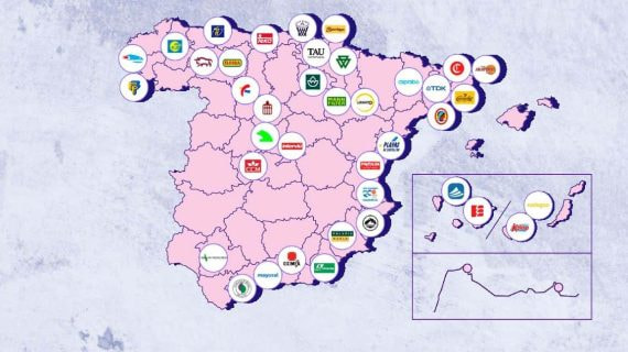 El mapa de las marcas desaparecidas en los equipos del deporte en España.