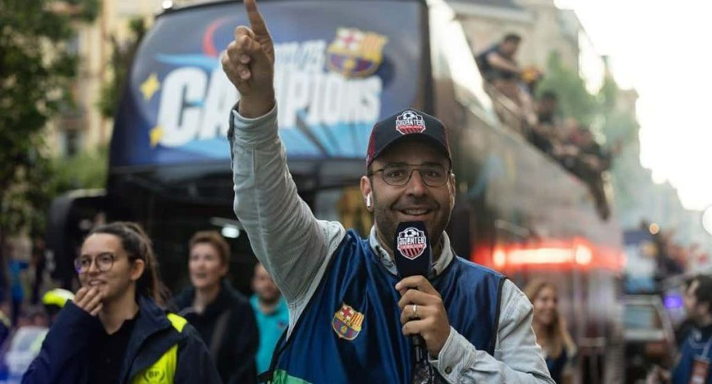 Gerard Romero, en un cobertura de una celebración del Barça.