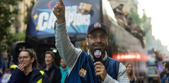Gerard Romero, en un cobertura de una celebración del Barça.