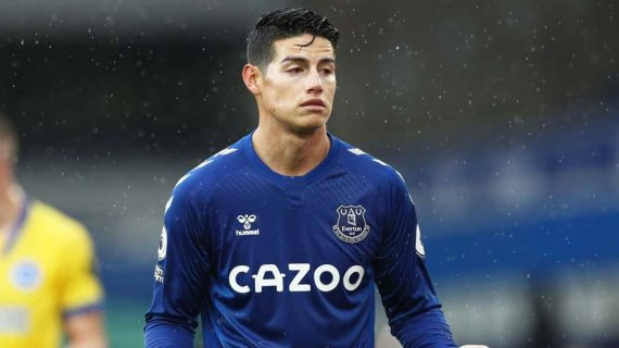 James Rodríguez en su etapa en el Everton.