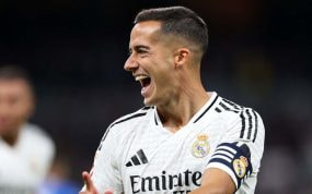 Lucas Vázquez festeja su gol ante el Alavés.