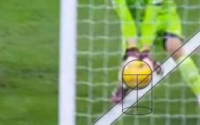 Captura en la que se ve que el balón no entra.