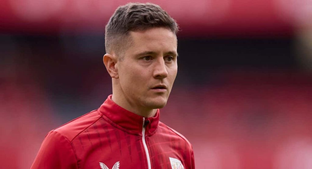 Ander Herrera, durante un calentamiento con el Athletic.