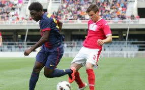 Dongou durante su etapa en el filial del Barça.