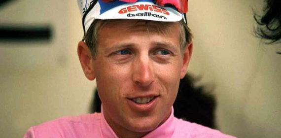 Eugeni Berzin, con la 'maglia' rosa en el Giro del 94.