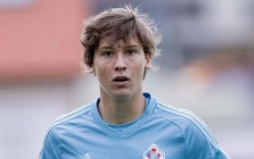 Fer López, en un partido con el Celta B esta temporada.
