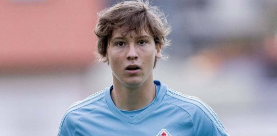 Fer López, en un partido con el Celta B esta temporada.
