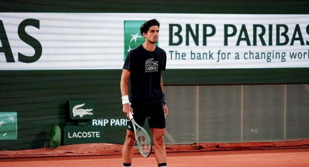Herbert entrenándose en Roland Garros.