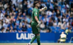 Joan García, en un partido en Cornellà.