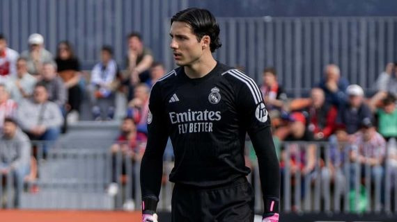 Lucas Cañizares, durante el Atlético de Madrid B - Real Madrid Castilla.