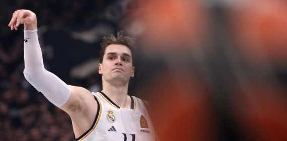 Mario Hezonja, esta temporada en un partido de Euroliga con el Real Madrid.