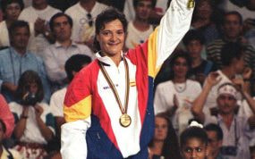 Miriam Blasco con su medalla de oro en Barcelona 92.