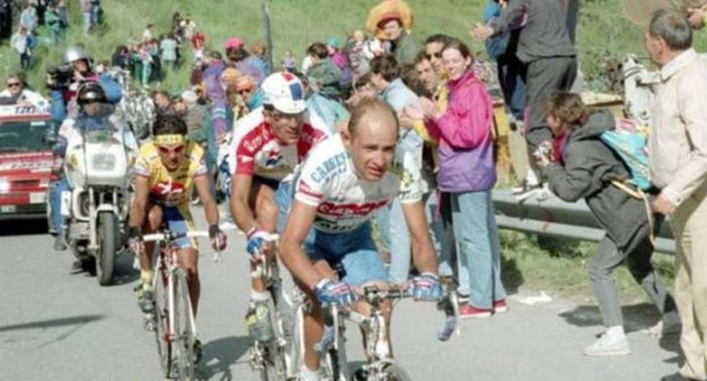 Pantani, con Induráin a ruda, en el Giro de 1994.