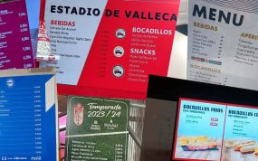 Algunos de los menús en los bares de los estadios de LaLiga.