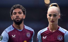 Douglas Luiz y Alisha Lehmann, ambos jugadores del Aston Villa.