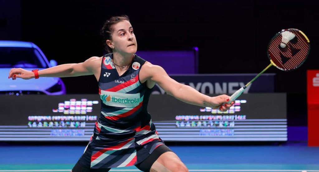 Carolina Marín compitiendo en el Europeo 2024.