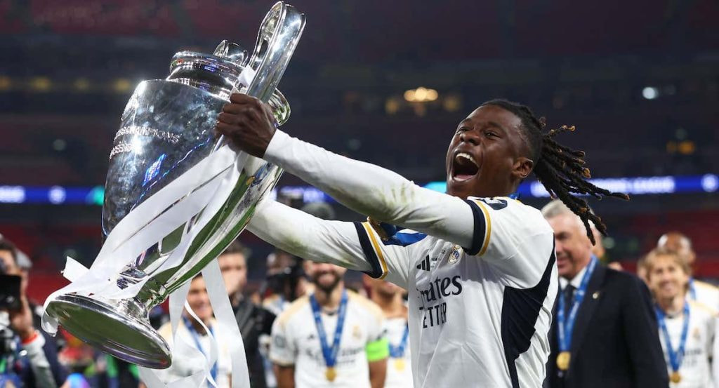 Eduardo Camavinga tras ganar la Champions League con el Real Madrid.