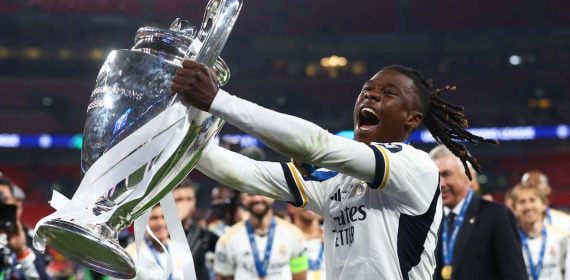 Eduardo Camavinga tras ganar la Champions League con el Real Madrid.