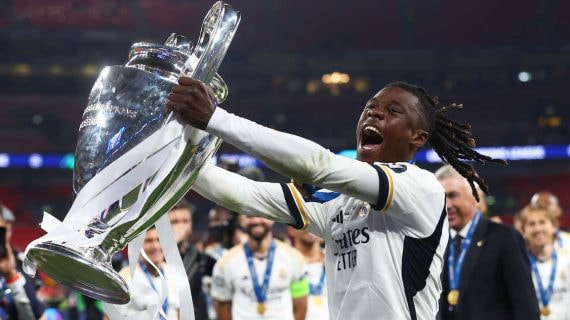 Eduardo Camavinga tras ganar la Champions League con el Real Madrid.