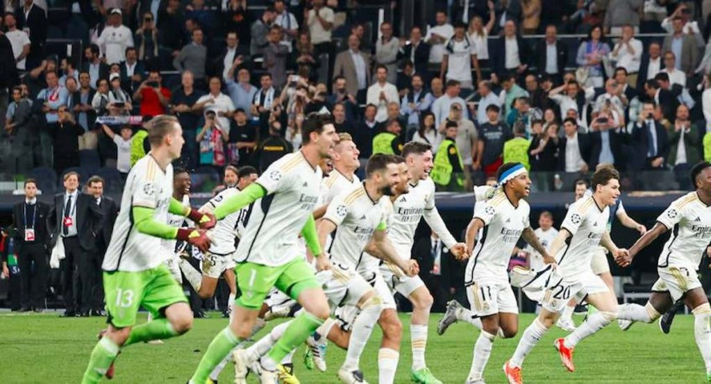 Los jugadores del Real Madrid celebrando en Champions.