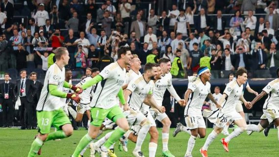 Los jugadores del Real Madrid celebrando en Champions.