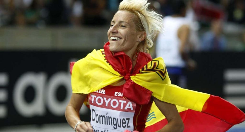 Marta Domínguez tras conquistar el Mundial de Berlín 2009.