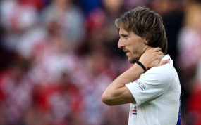 Luka Modric durante el partido contra España.