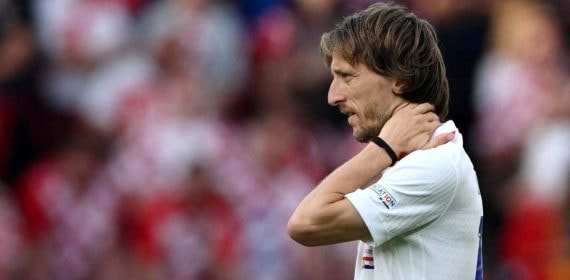 Luka Modric durante el partido contra España.