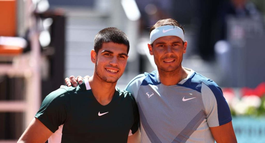 Alcaraz y Nadal en una foto como rivales
